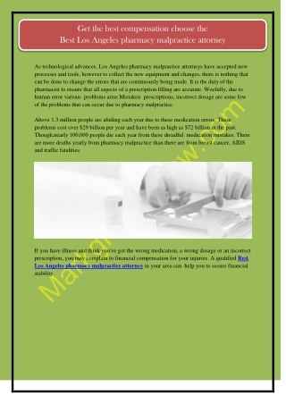The Veteran Pharmacy malpractice attorney to file a claim for medication error!