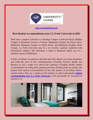 Best Student Accommodations near LA Trobe University in 2021