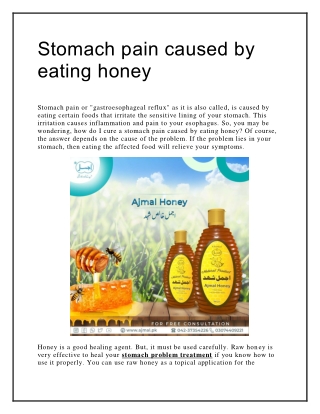 stomach problems treatment  from honey