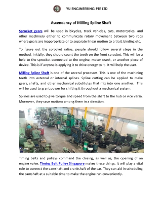 Ascendancy of Milling Spline Shaft - www.yuchun.com.sg
