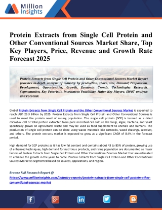 Protein Extracts Market Demand, Global Overview, Size, Value Analysis, Leading Players Review and Forecast to 2025