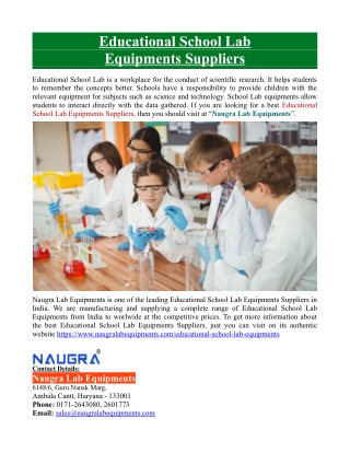 Educational School Lab Equipments Suppliers