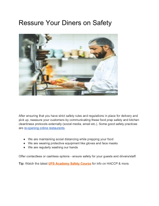 Ressure Your Diners on Safety