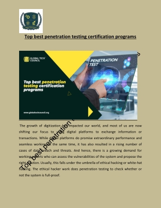 Top best penetration testing certification programs