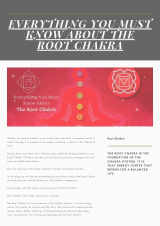 EVERYTHING YOU MUST KNOW ABOUT THE ROOT CHAKRA