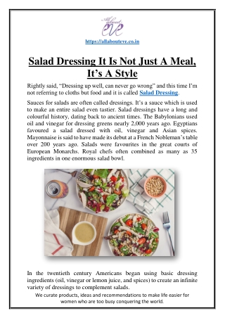 Salad Dressing It Is Not Just A Meal, It’s A Style