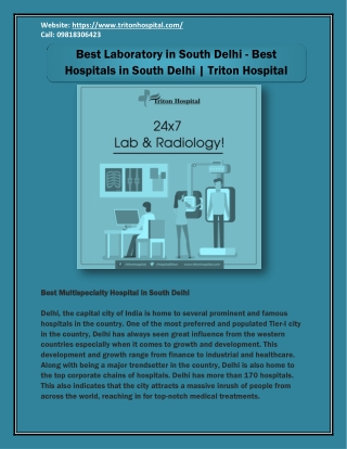 Best Laboratory in South Delhi - Best Hospitals in South Delhi | Triton Hospital