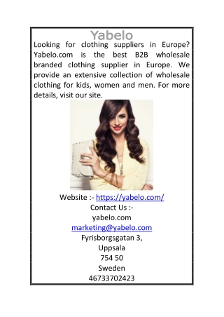 Clothing Suppliers Europe | Yabelo.com
