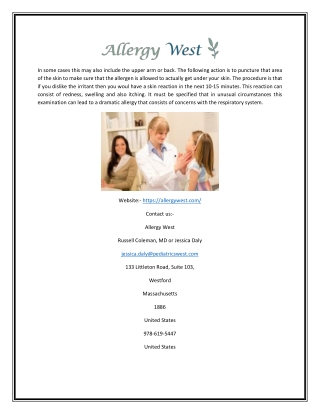 Skin Testing Clinic in Westford MA | Allergy West