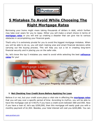 5 Mistakes To Avoid While Choosing The Right Mortgage Rates - Pureloan