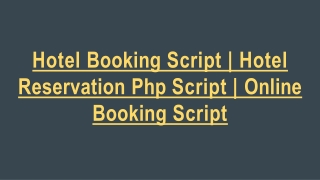 Hotel Booking Script | Hotel Reservation Php Script | Online Booking Script