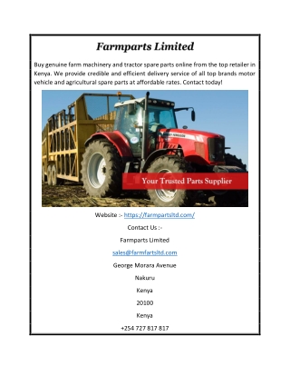 Top Brand Farm Machinery Parts Suppliers in Kenya