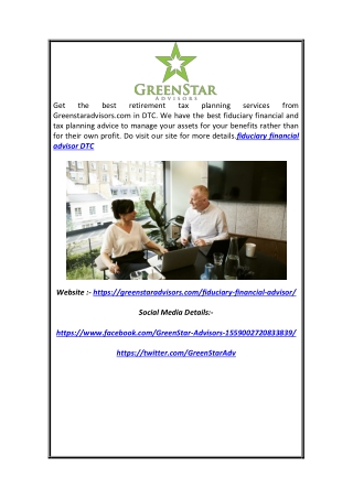 Fiduciary Financial Advisor DTC | Greenstaradvisors.com