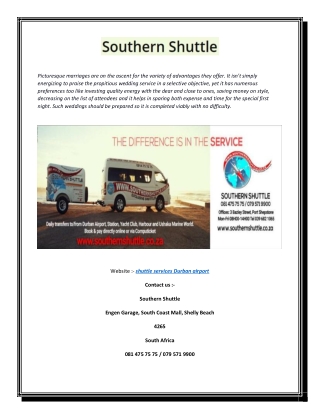 Shuttle Services Durban Airport | Southernshuttle.co.za