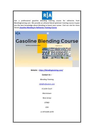 Blend Optimization Training Online | Blendingtraining.com