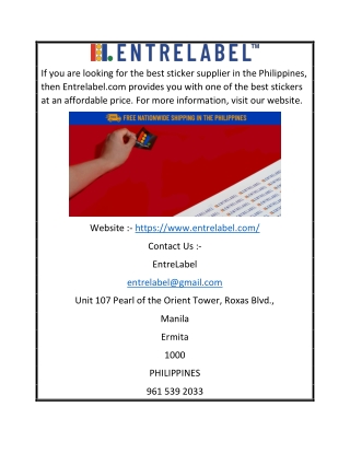 Online sticker supplier in philippines | Entrelabel.com
