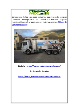 Comprar Hormigoneras Ecuador