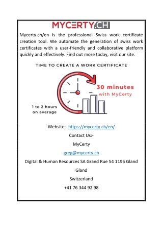 Professional Swiss Work Certificate Generation Tool | Mycerty.ch/en