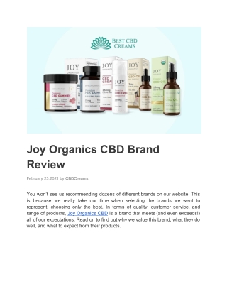 Joy Organics CBD Brand Review