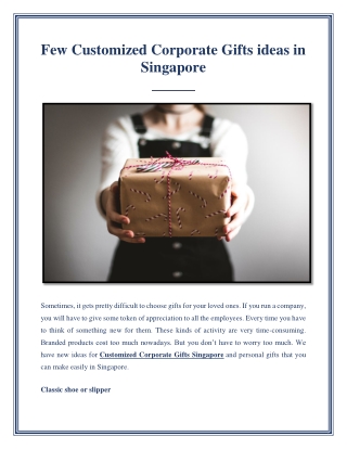 Few Customized Corporate Gifts ideas in Singapore
