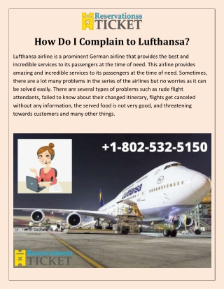 How Do I Complain to Lufthansa? Call  1-802-532-5150