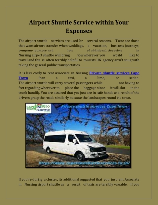 Airport Shuttle Service within Your Expenses