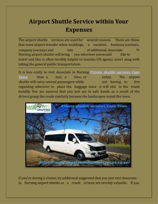 Airport Shuttle Service within Your Expenses