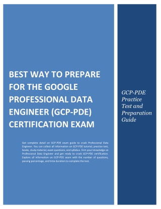 Best Way to Prepare for the Google Professional Data Engineer (GCP-PDE) Certification Exam
