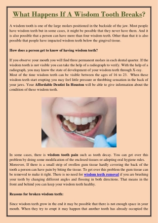 What Happens If A Wisdom Tooth Breaks?