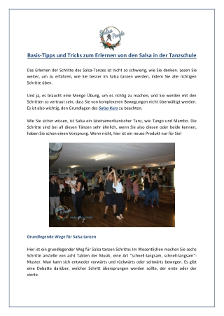 Basis-Tipps und Tricks zum Erlernen von den Salsa in der Tanzschule