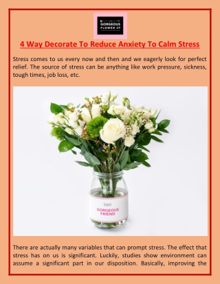 4 Way Decorate To Reduce Anxiety To Calm Stress