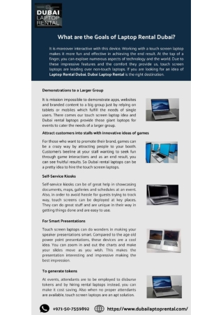 What are the Goals of Laptop Rental Dubai?