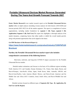 Portable Ultrasound Devices Market Report: Analysis Of Effective Business Strategies 2021 To 2027