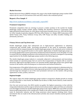 Double Diaphragm Pumps Market 2021: In-Depth Analysis & Global Forecast to 2023