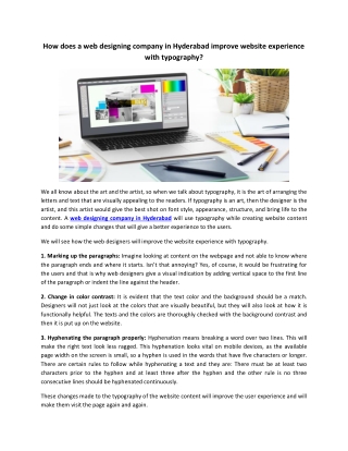 How does a web designing company in Hyderabad improve website experience with typography?