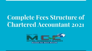 Complete Fees Structure of Chartered Accountant 2021