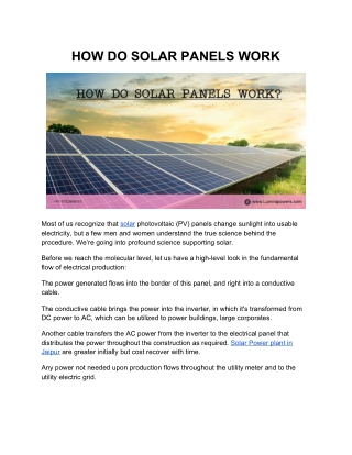 HOW DO SOLAR PANELS WORK