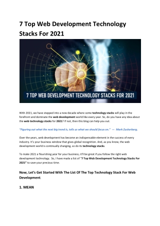 Top 7 Web Development Technology Stacks for 2021