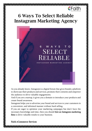 6 Ways To Select Reliable Instagram Marketing Agency