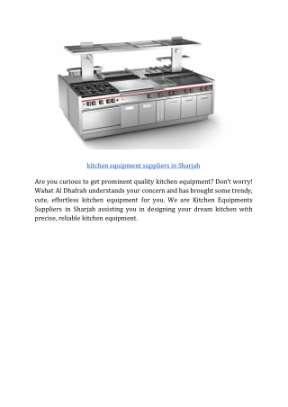 kitchen equipment suppliers in sharjah