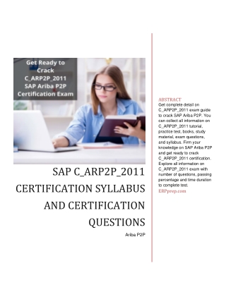 SAP C_ARP2P_2011 Certification Syllabus and Certification Questions