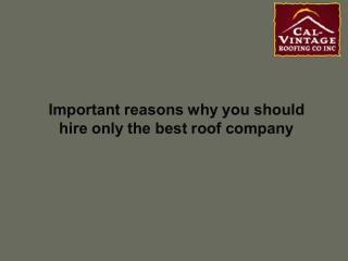 Important Reasons Why You Should Hire Only The Best Roof Company