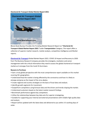 Global Chartered Air Transport Market Report 2021