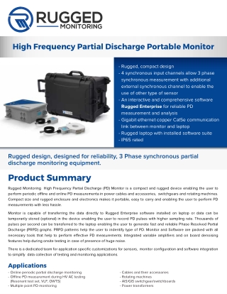 Portable Partial Discharge Monitoring | HPM601-P |Rugged Monitoring