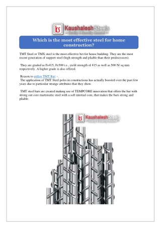 Which is the most effective steel for home construction?