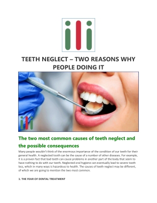 TEETH NEGLECT – TWO REASONS WHY PEOPLE DOING IT