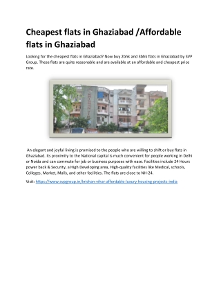 Cheapest flats in Ghaziabad /Affordable flats in Ghaziabad