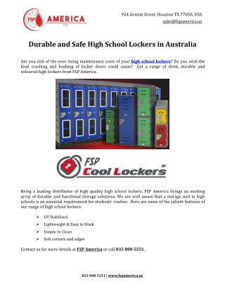 Durable and Safe High School Lockers in Australia