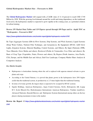 COVID-19 Impact on Global Hydroponics Market