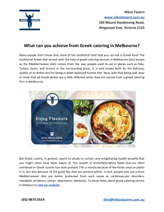 What can you achieve from Greek catering in Melbourne?